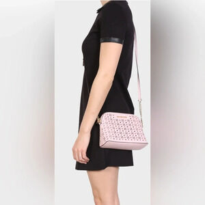Michael Kors Pink With Flower Detail Cutouts Purse